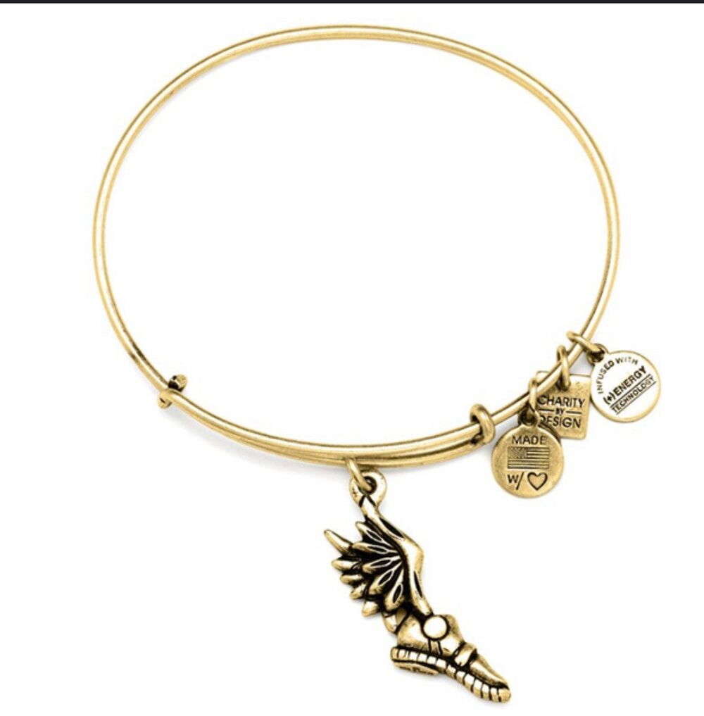 ALEX & ANI Champion Hermes Winged Shoe Bronze Charm Bangle Bracelet New In Box - Picture 2 of 4